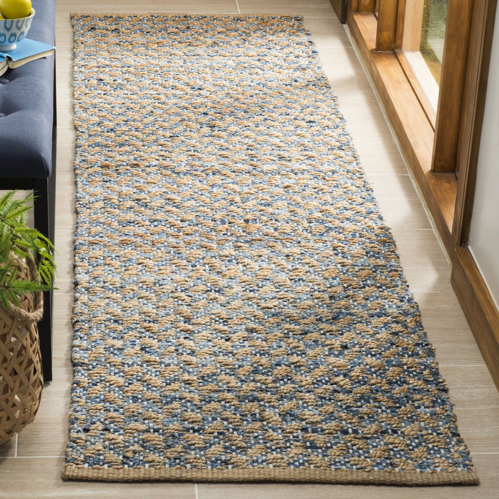 SAFAVIEH Cape Cod CAP305M Handwoven Blue / Natural Rug Image 2