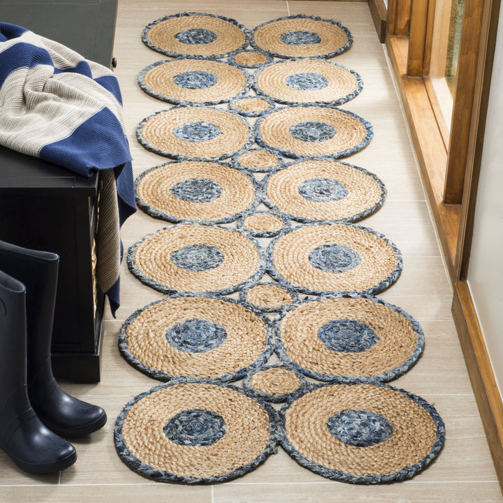 SAFAVIEH Cape Cod CAP306M Handwoven Blue / Natural Rug Image 2