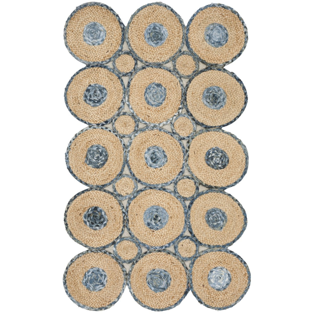 SAFAVIEH Cape Cod CAP306M Handwoven Blue / Natural Rug Image 1