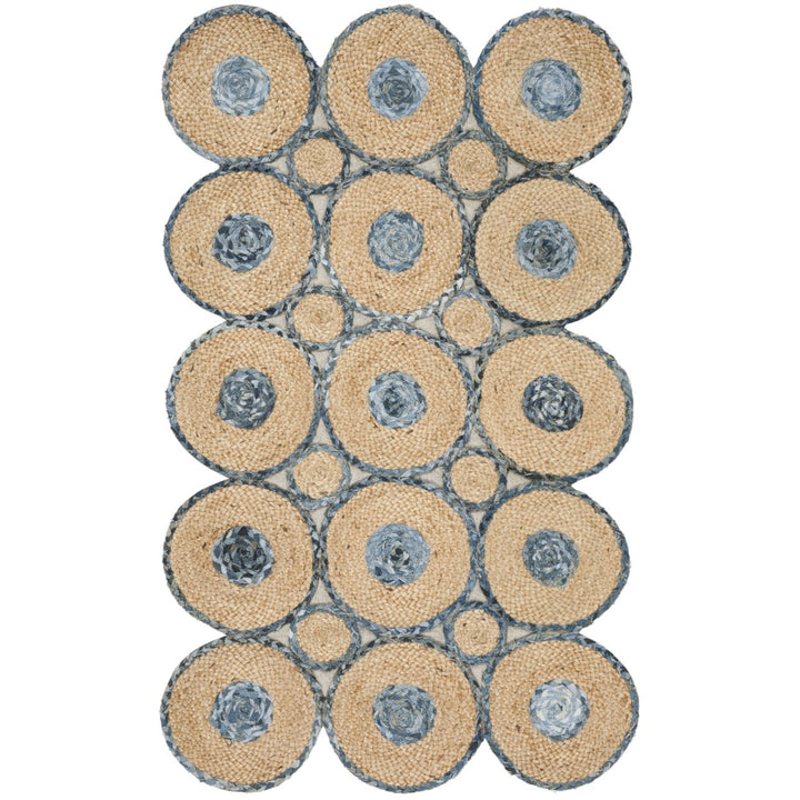 SAFAVIEH Cape Cod CAP306M Handwoven Blue / Natural Rug Image 1