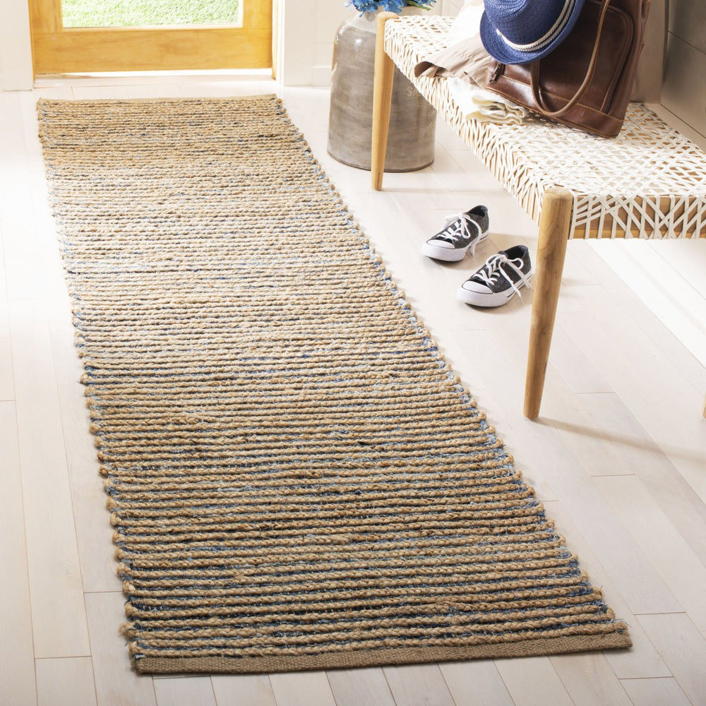 SAFAVIEH Cape Cod CAP307M Handwoven Natural / Blue Rug Image 2