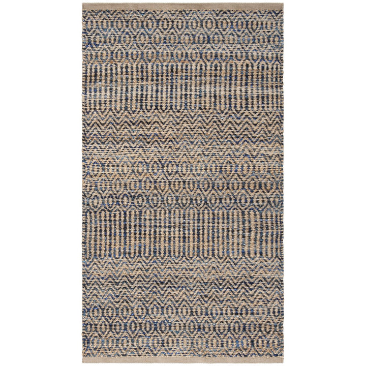 SAFAVIEH Cape Cod CAP309N Handwoven Navy / Natural Rug Image 1