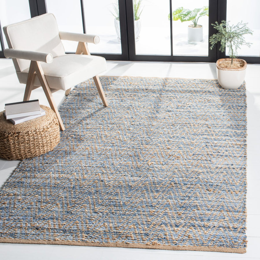 SAFAVIEH Cape Cod CAP350A Handwoven Natural / Blue Rug Image 1