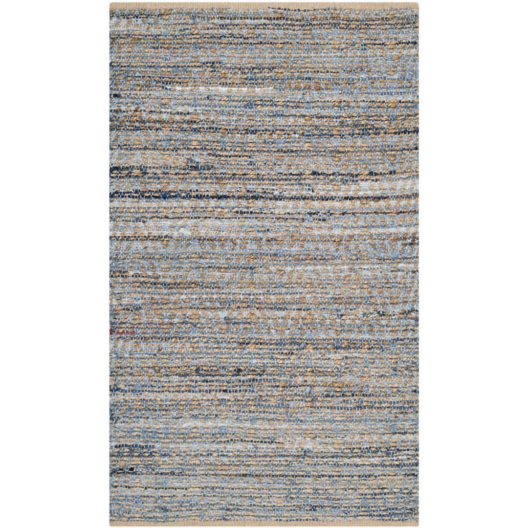 SAFAVIEH Cape Cod CAP350A Handwoven Natural / Blue Rug Image 1