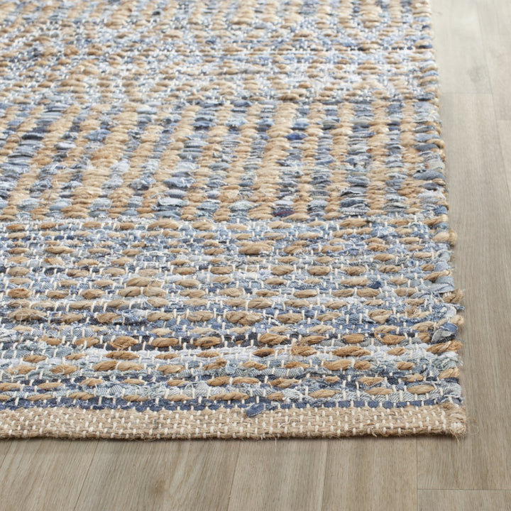 SAFAVIEH Cape Cod CAP353A Handwoven Natural / Blue Rug Image 5