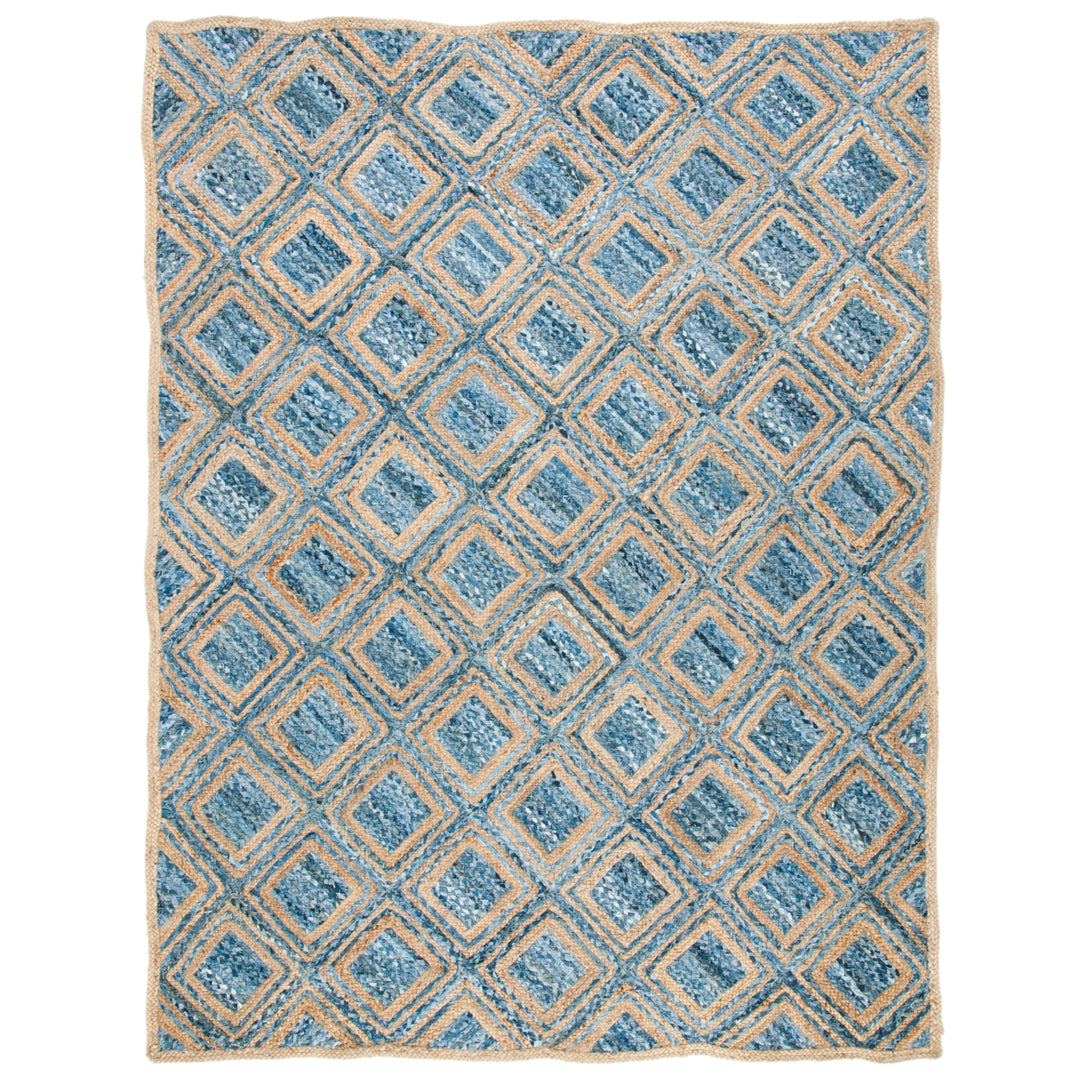 SAFAVIEH Cape Cod CAP354A Handwoven Natural / Blue Rug Image 1