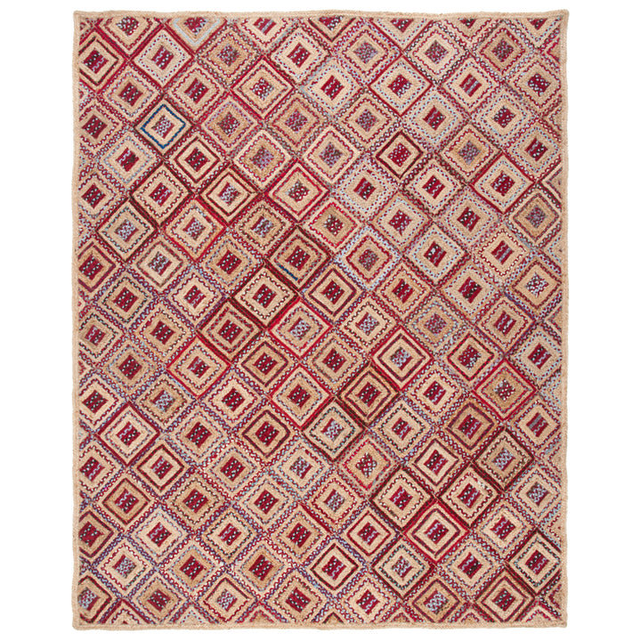 SAFAVIEH Cape Cod CAP354B Handwoven Natural / Red Rug Image 1