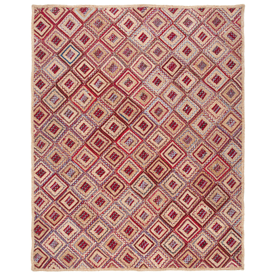 SAFAVIEH Cape Cod CAP354B Handwoven Natural / Red Rug Image 1