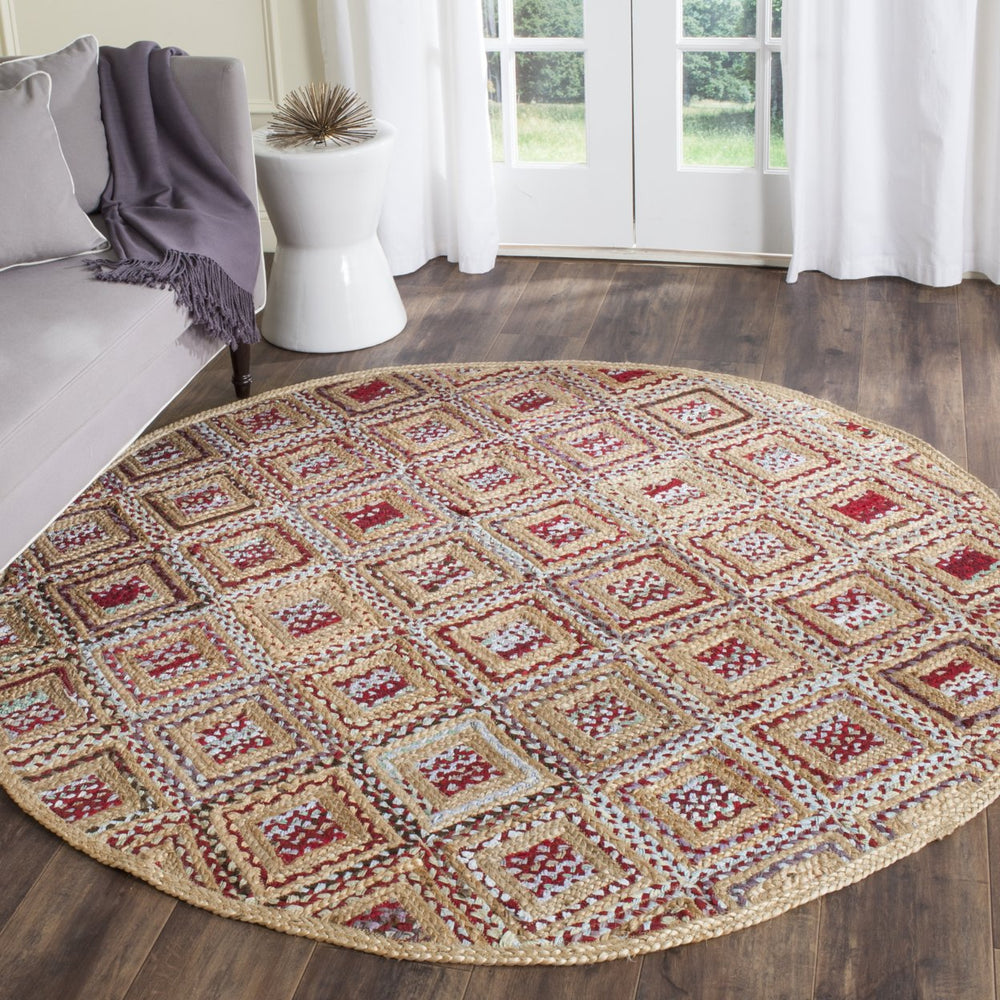 SAFAVIEH Cape Cod CAP354B Handwoven Natural / Red Rug Image 2