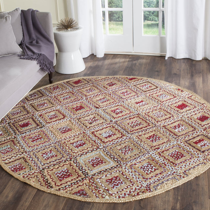 SAFAVIEH Cape Cod CAP354B Handwoven Natural / Red Rug Image 2