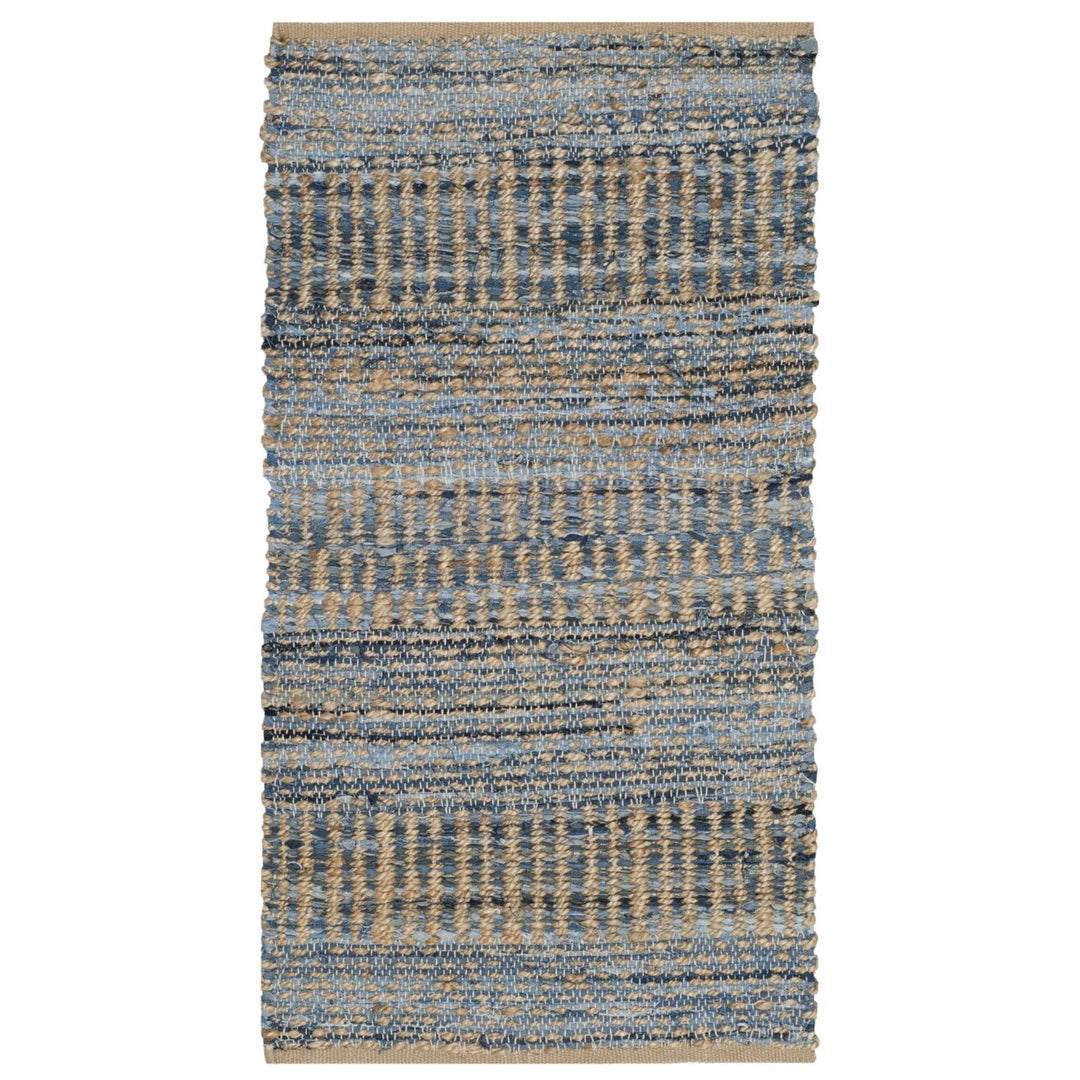 SAFAVIEH Cape Cod CAP353A Handwoven Natural / Blue Rug Image 9