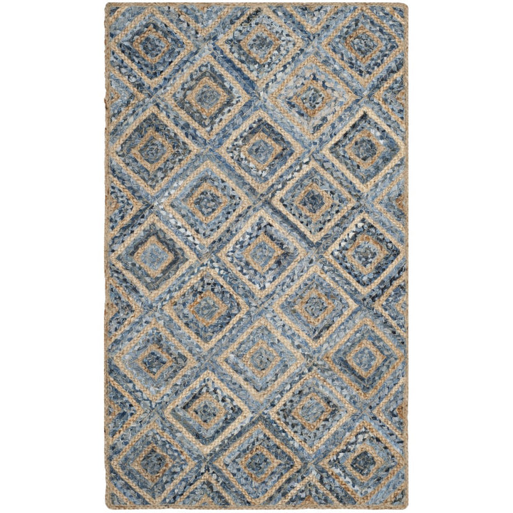 SAFAVIEH Cape Cod CAP354A Handwoven Natural / Blue Rug Image 1