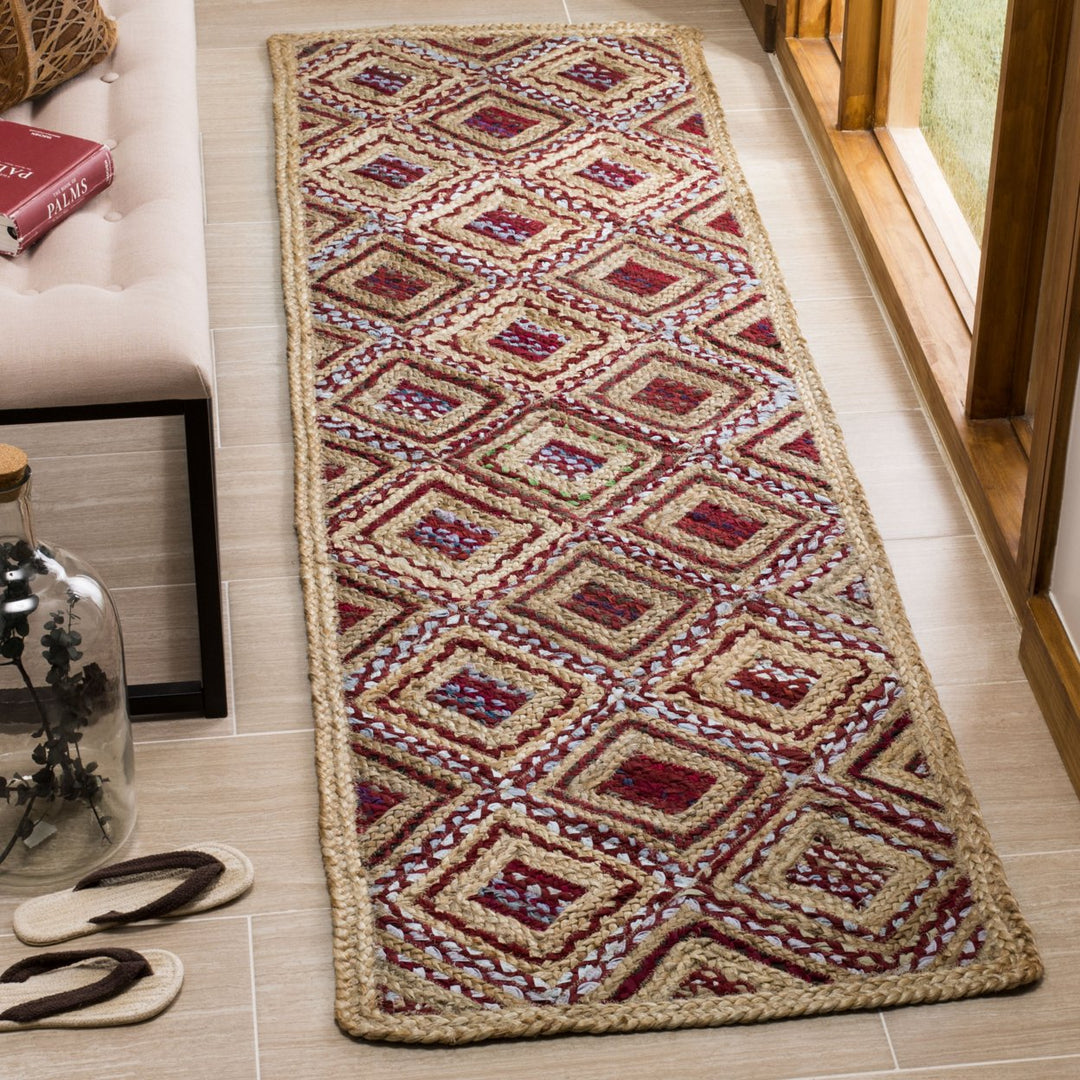 SAFAVIEH Cape Cod CAP354B Handwoven Natural / Red Rug Image 3