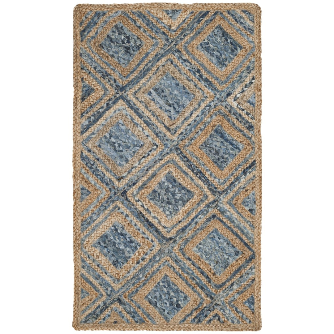 SAFAVIEH Cape Cod CAP354A Handwoven Natural / Blue Rug Image 1