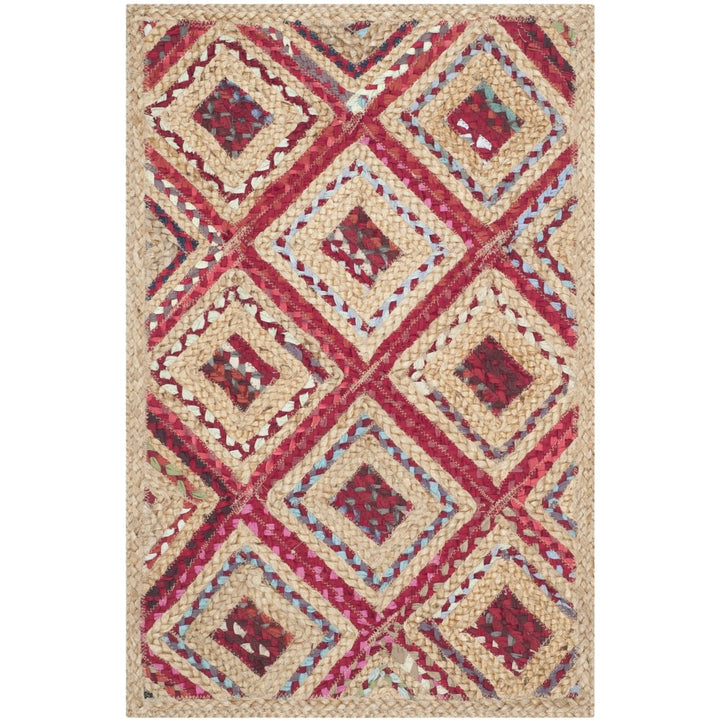 SAFAVIEH Cape Cod CAP354B Handwoven Natural / Red Rug Image 1