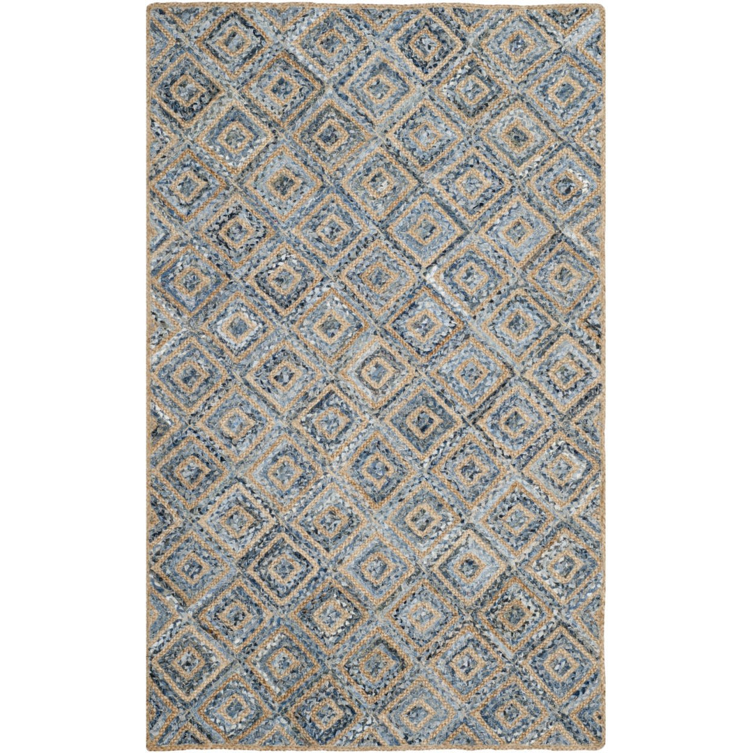 SAFAVIEH Cape Cod CAP354A Handwoven Natural / Blue Rug Image 1