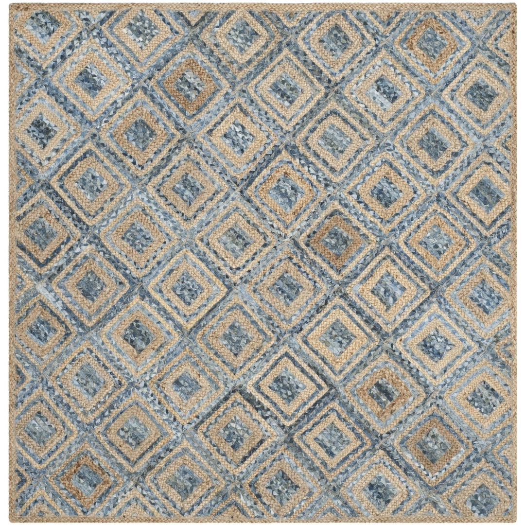 SAFAVIEH Cape Cod CAP354A Handwoven Natural / Blue Rug Image 11