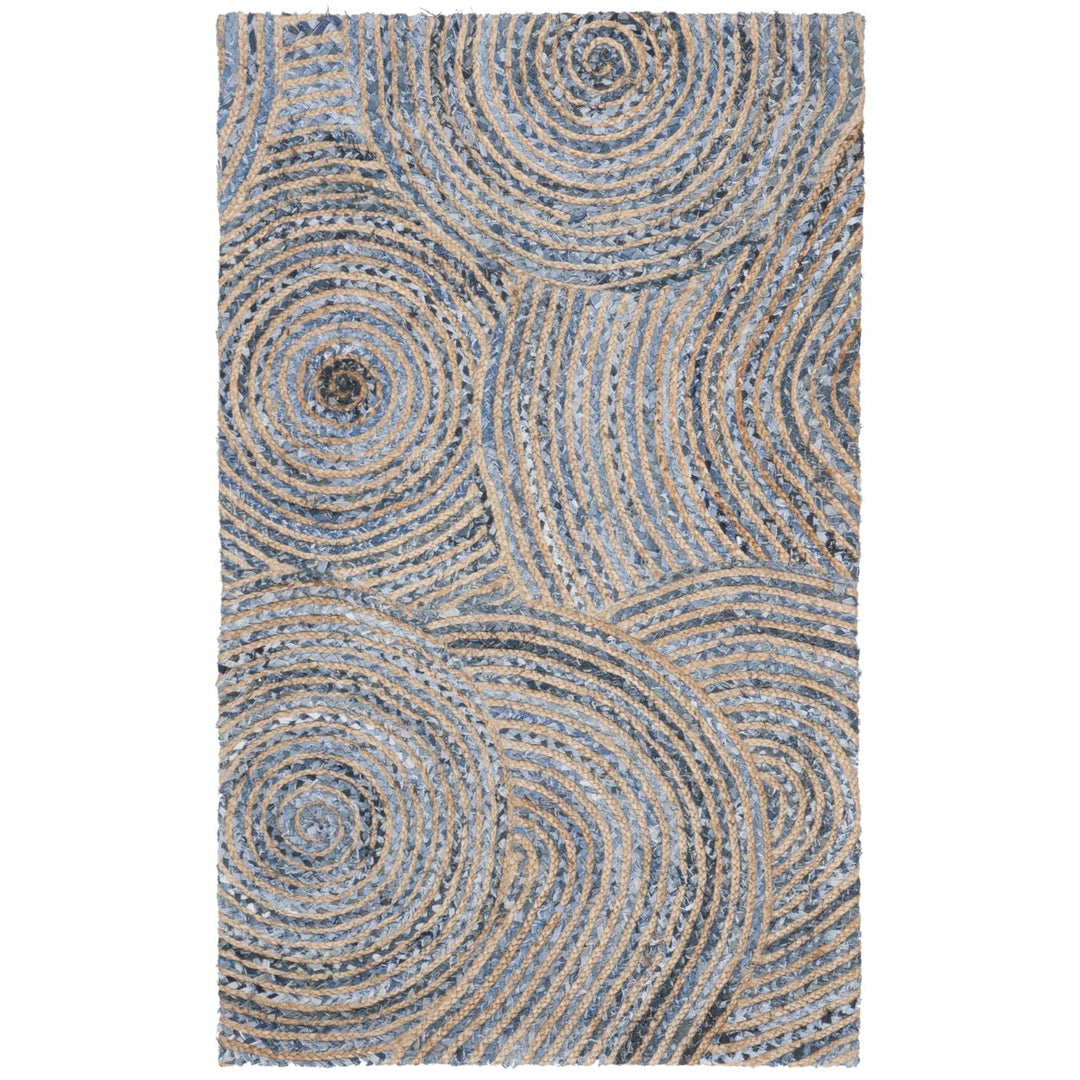 SAFAVIEH Cape Cod CAP603A Handwoven Natural / Denim Rug Image 8