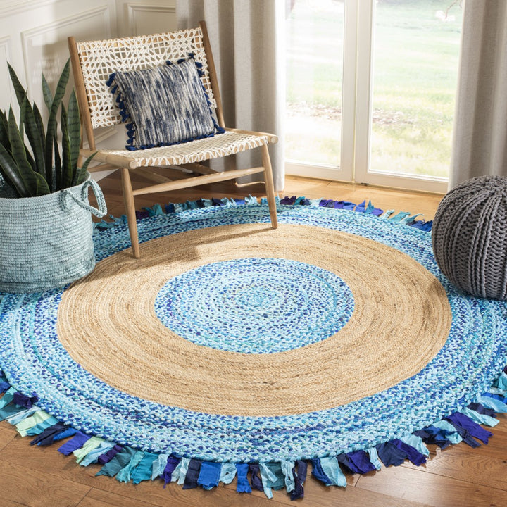 SAFAVIEH Cape Cod CAP701K Turquoise / Natural Rug Image 2