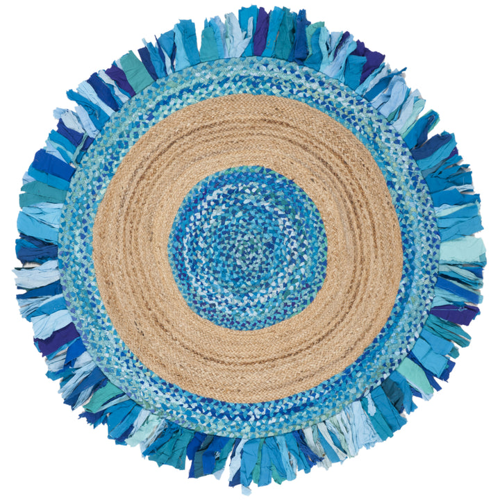 SAFAVIEH Cape Cod CAP701K Turquoise / Natural Rug Image 4