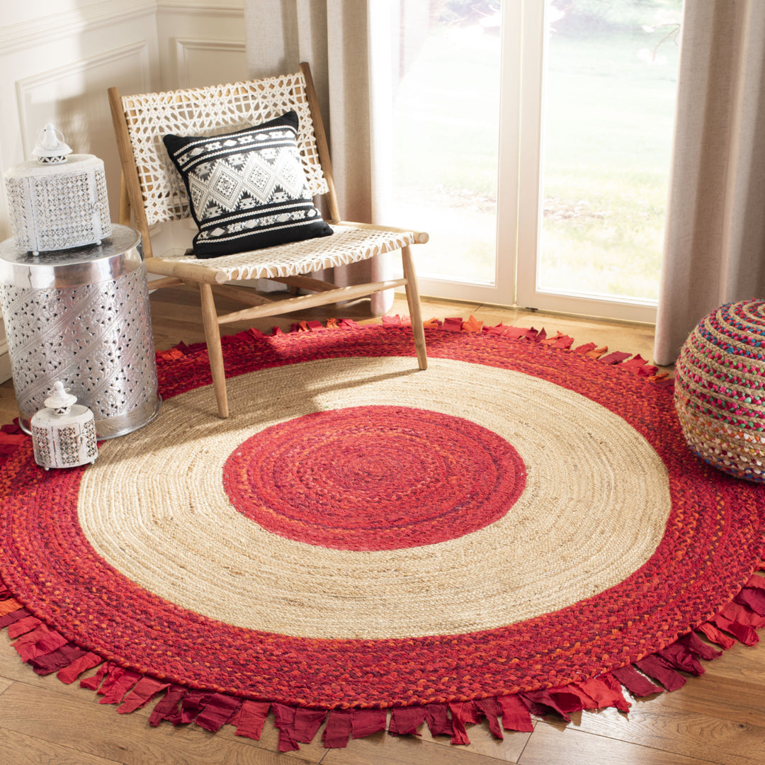 SAFAVIEH Cape Cod CAP701Q Handwoven Red / Natural Rug Image 2