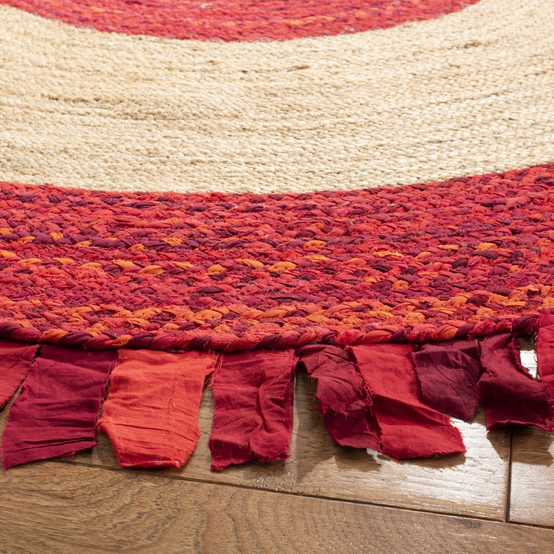 SAFAVIEH Cape Cod CAP701Q Handwoven Red / Natural Rug Image 3