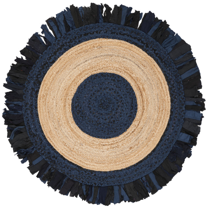 SAFAVIEH Cape Cod CAP701N Handwoven Navy / Natural Rug Image 5