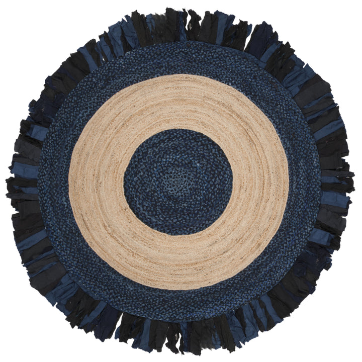 SAFAVIEH Cape Cod CAP701N Handwoven Navy / Natural Rug Image 7