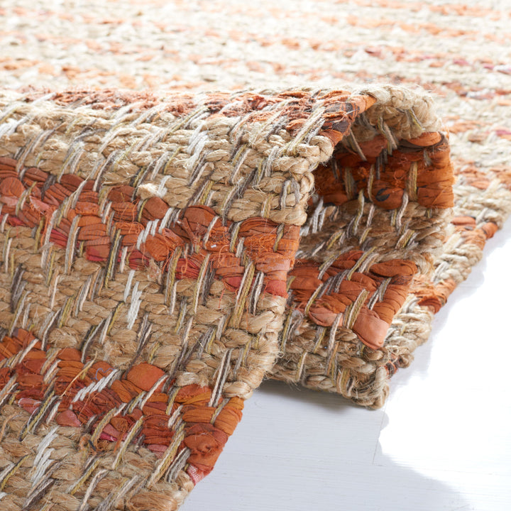 SAFAVIEH Cape Cod CAP844P Handwoven Orange / Natural Rug Image 4