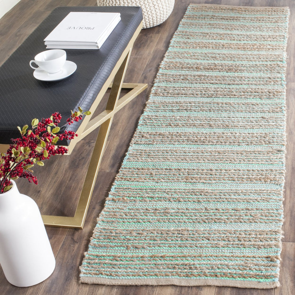 SAFAVIEH Cape Cod Collection CAP851D Handwoven Aqua Rug Image 2