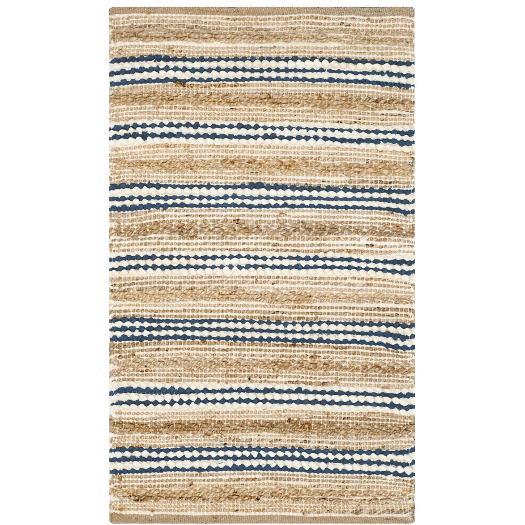 SAFAVIEH Cape Cod CAP862B Handwoven Natural / Blue Rug Image 1