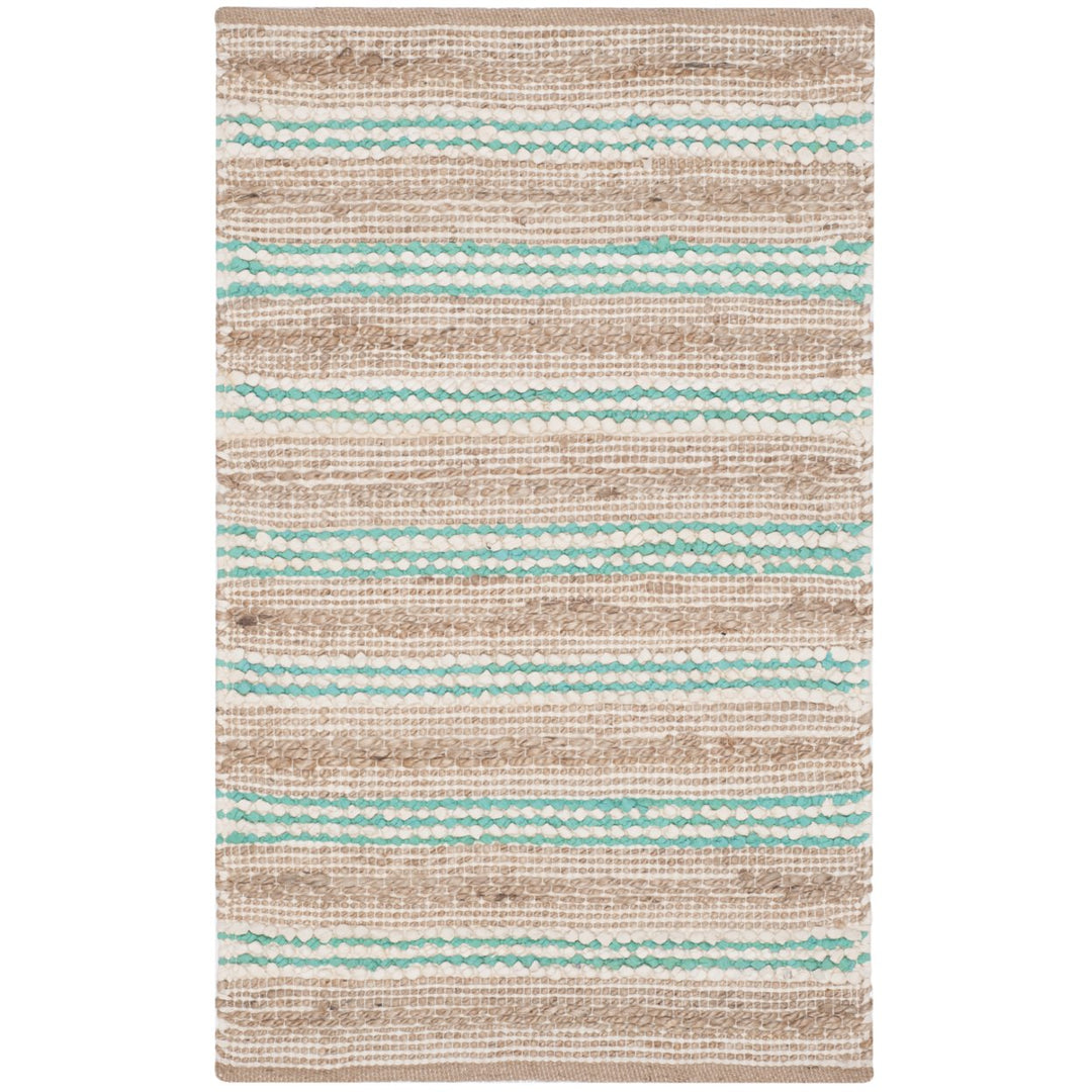 SAFAVIEH Cape Cod CAP862J Natural / Turquoise Rug Image 1