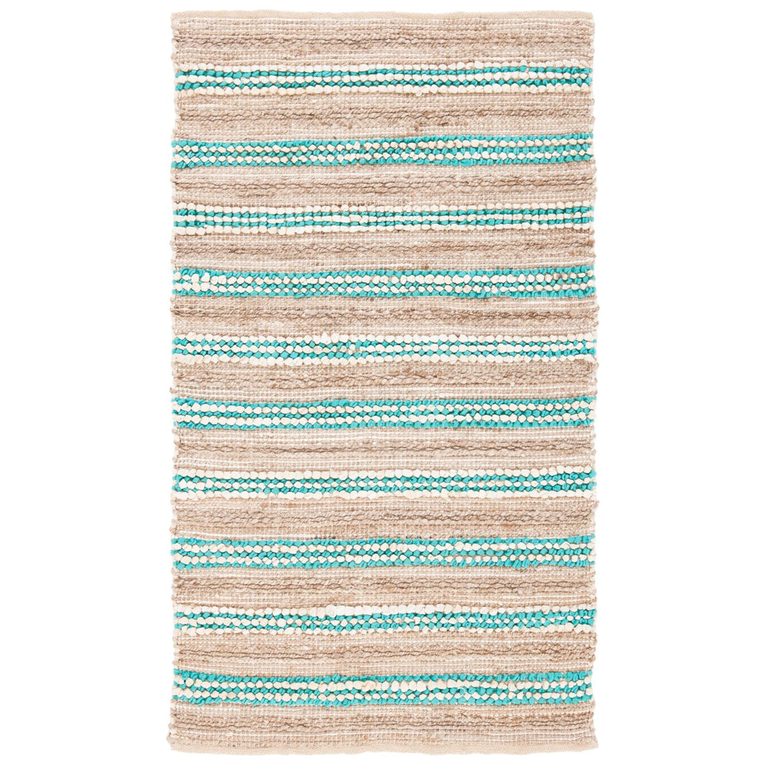 SAFAVIEH Cape Cod CAP862J Natural / Turquoise Rug Image 1