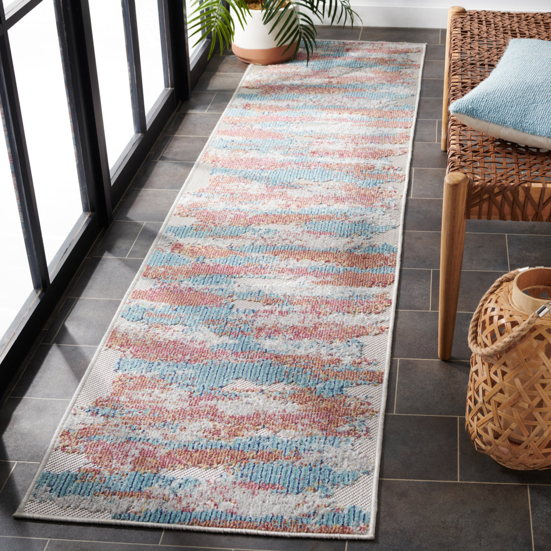 SAFAVIEH Cabana Collection CBN561J Aqua / Pink Rug Image 2