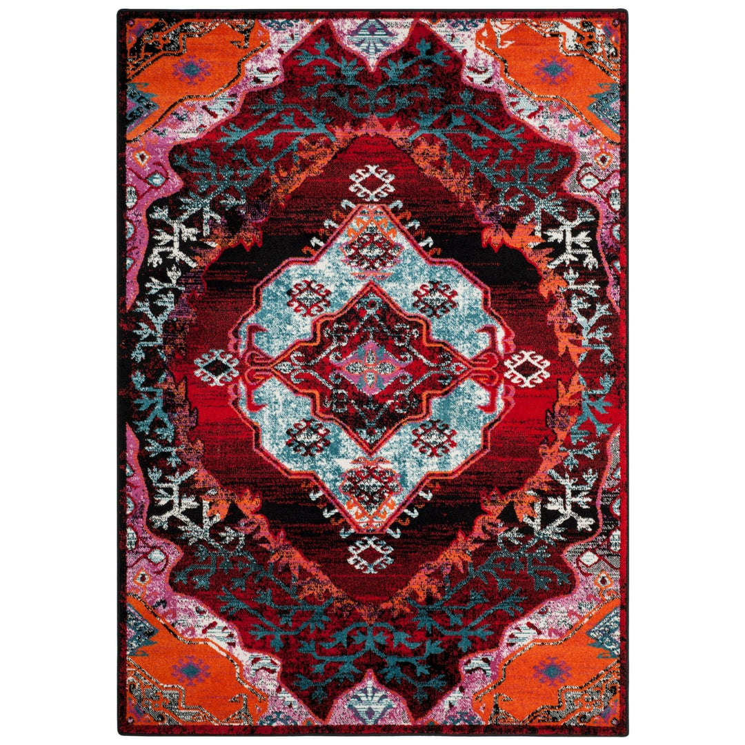 SAFAVIEH Cherokee Collection CHR912B Light Blue / Red Rug Image 6