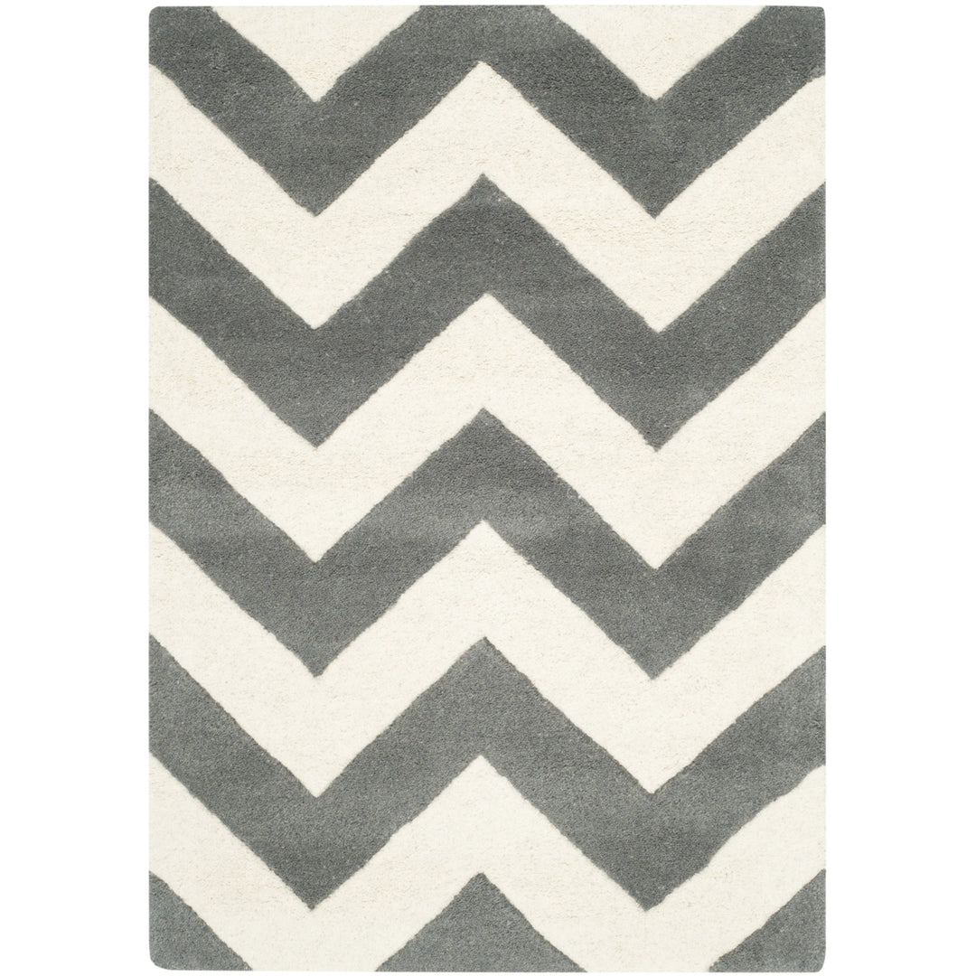 SAFAVIEH Chatham CHT715D Handmade Dark Grey / Ivory Rug Image 8