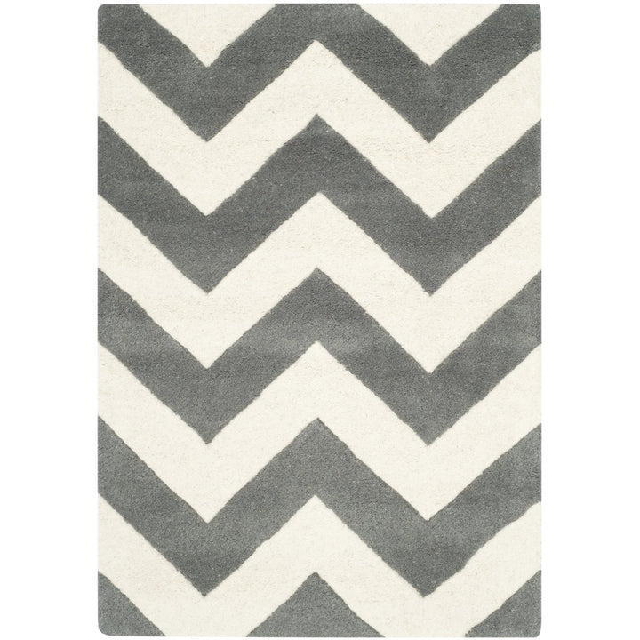 SAFAVIEH Chatham CHT715D Handmade Dark Grey / Ivory Rug Image 1