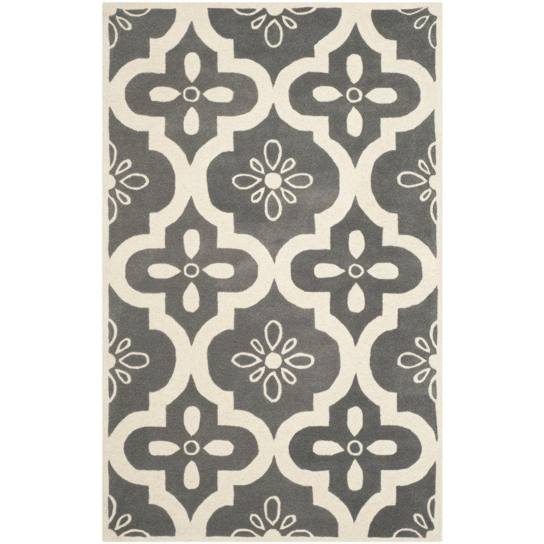 SAFAVIEH Chatham CHT715D Handmade Dark Grey / Ivory Rug Image 10