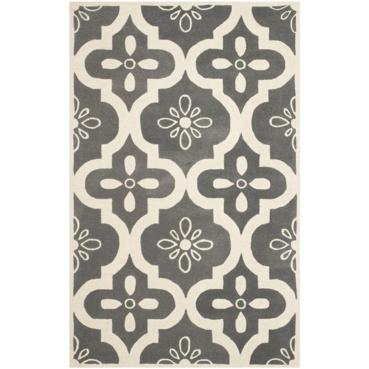 SAFAVIEH Chatham CHT715D Handmade Dark Grey / Ivory Rug Image 10