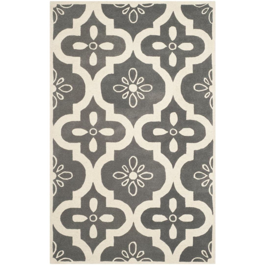 SAFAVIEH Chatham CHT715D Handmade Dark Grey / Ivory Rug Image 1