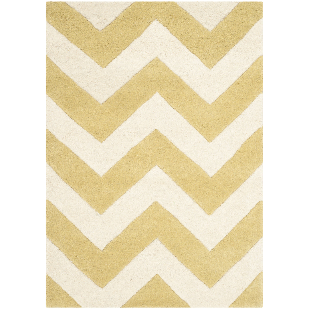 SAFAVIEH Chatham CHT715L Handmade Light Gold / Ivory Rug Image 2