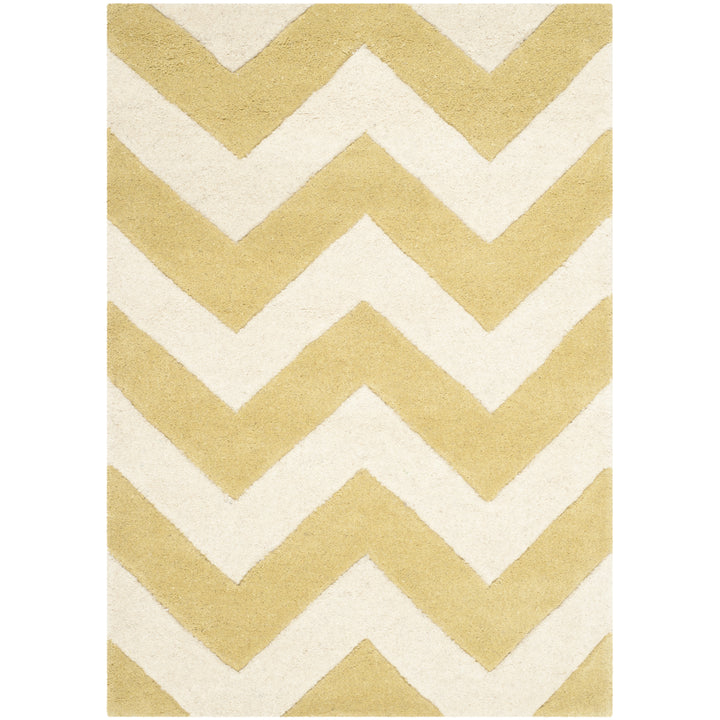 SAFAVIEH Chatham CHT715L Handmade Light Gold / Ivory Rug Image 2