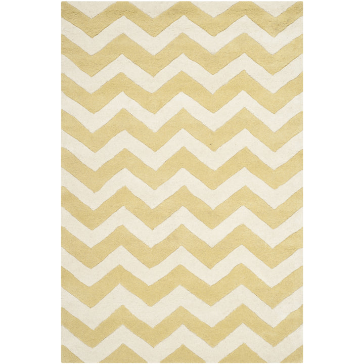 SAFAVIEH Chatham CHT715L Handmade Light Gold / Ivory Rug Image 4