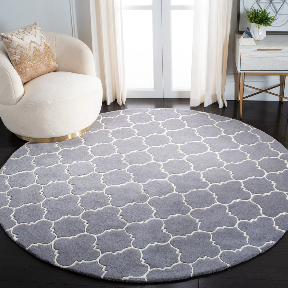 SAFAVIEH Chatham CHT717D Handmade Dark Grey / Ivory Rug Image 2