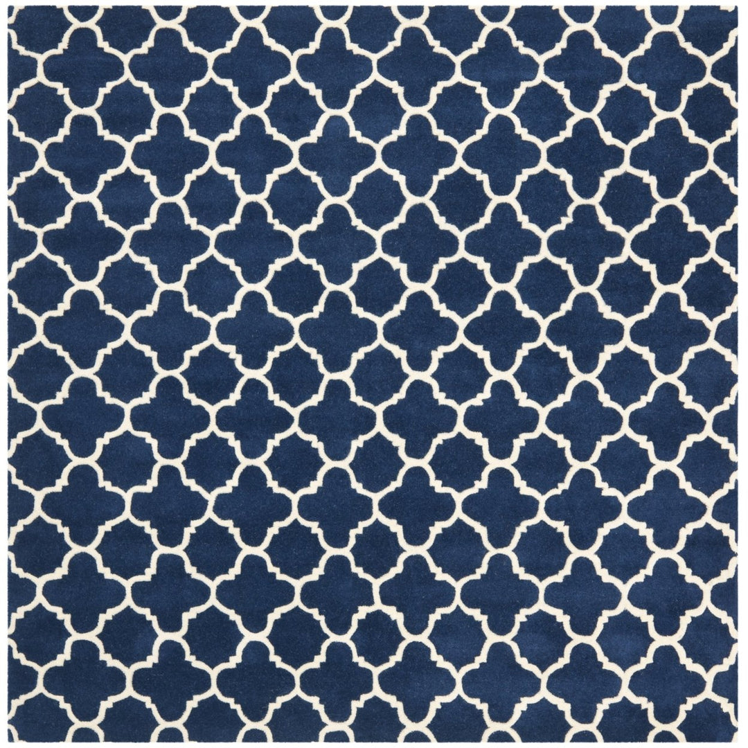 SAFAVIEH Chatham CHT717C Handmade Dark Blue / Ivory Rug Image 1