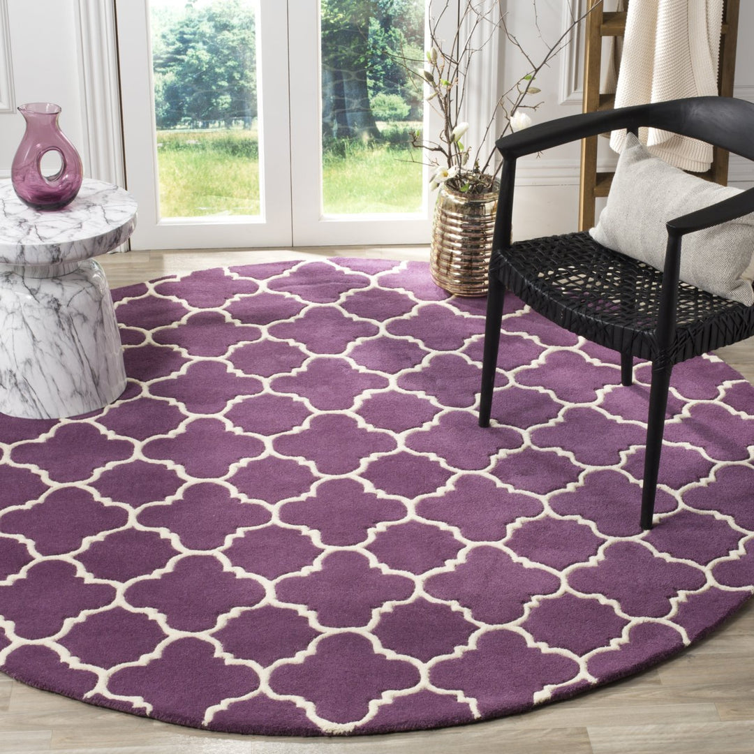 SAFAVIEH Chatham CHT717F Handmade Purple / Ivory Rug Image 2