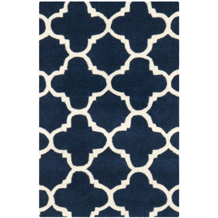 SAFAVIEH Chatham CHT717C Handmade Dark Blue / Ivory Rug Image 8