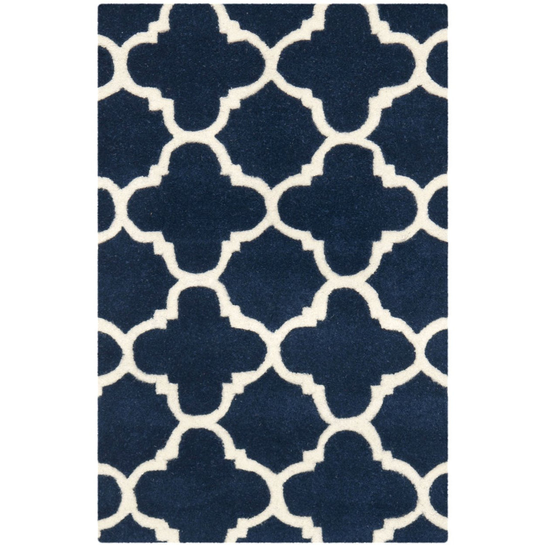 SAFAVIEH Chatham CHT717C Handmade Dark Blue / Ivory Rug Image 1