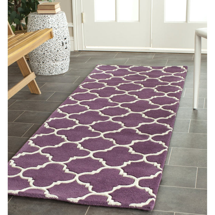 SAFAVIEH Chatham CHT717F Handmade Purple / Ivory Rug Image 3