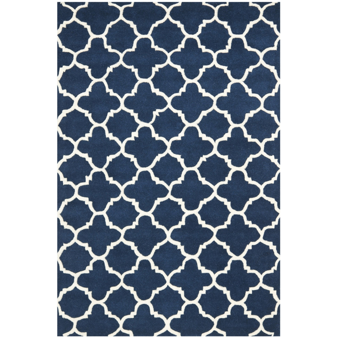 SAFAVIEH Chatham CHT717C Handmade Dark Blue / Ivory Rug Image 9